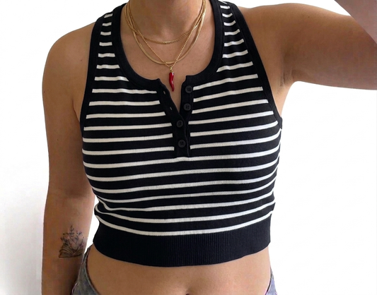 Top Corto Marinière in Maglia Rigata