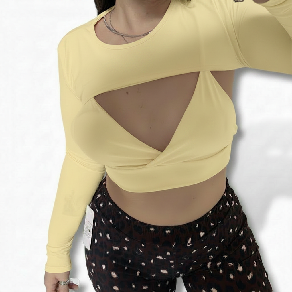 Crop Top Petalo Manica a guanto