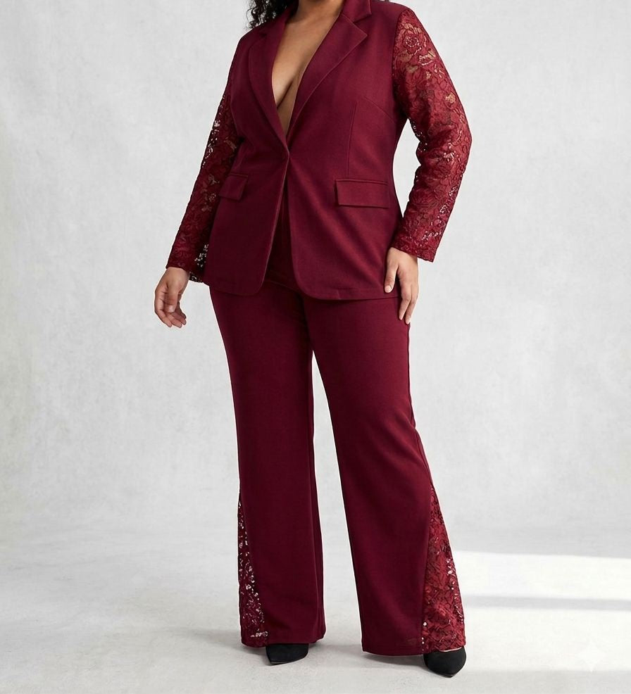 Tailleur Pantalone con Pizzo e Paillettes