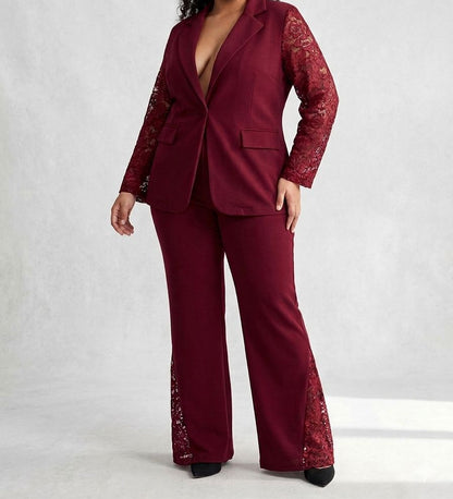 Tailleur Pantalone con Pizzo e Paillettes