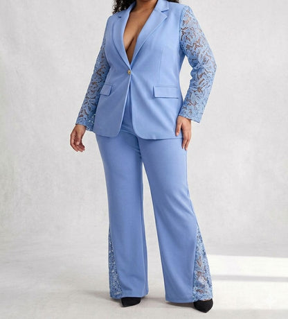 Tailleur Pantalone con Pizzo e Paillettes