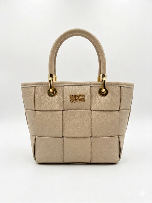 Enrico Coveri Mini Tote Bag – Avorio Intrecciato