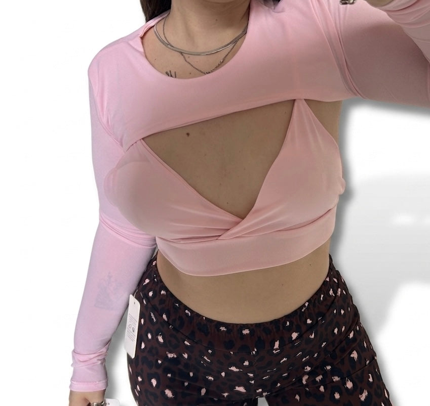 Crop Top Petalo Manica a guanto