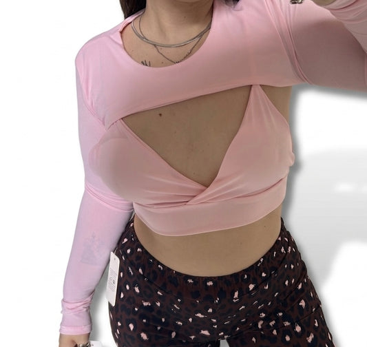 Crop Top Petalo Manica a guanto