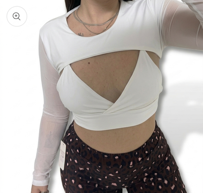 Crop Top Petalo Manica a guanto