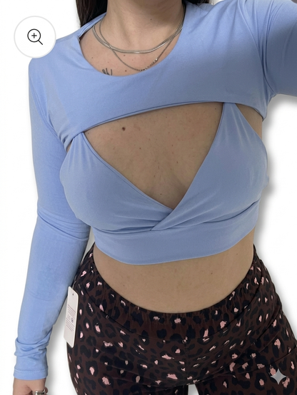 Crop Top Petalo Manica a guanto