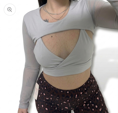 Crop Top Petalo Manica a guanto