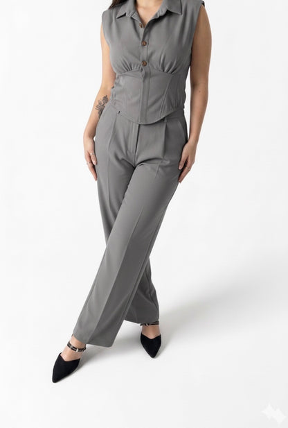 Completo Due Pezzi – Top Corsetto e Pantalone Wide Leg