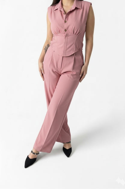 Completo Due Pezzi – Top Corsetto e Pantalone Wide Leg