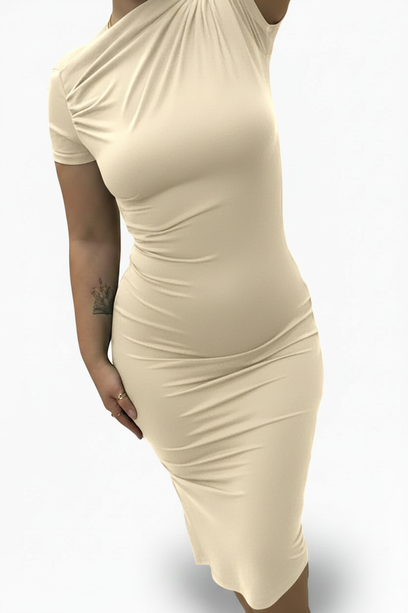 Vestito Midi Nero Manica Corta
